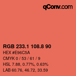 Color code: RGB 233.1 108.8 90 | qconv.com