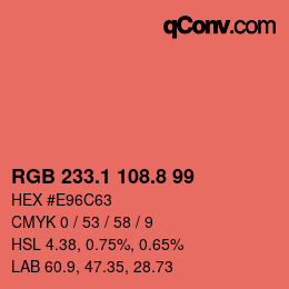 Farbcode: RGB 233.1 108.8 99 | qconv.com