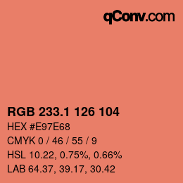 カラーコード: RGB 233.1 126 104 | qconv.com
