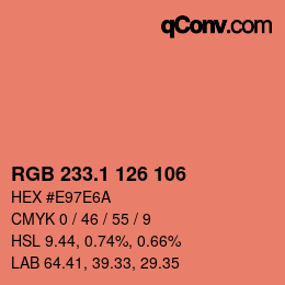 カラーコード: RGB 233.1 126 106 | qconv.com
