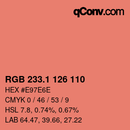 カラーコード: RGB 233.1 126 110 | qconv.com