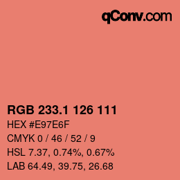 カラーコード: RGB 233.1 126 111 | qconv.com