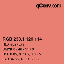 カラーコード: RGB 233.1 126 114 | qconv.com