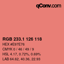 カラーコード: RGB 233.1 126 118 | qconv.com