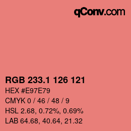 カラーコード: RGB 233.1 126 121 | qconv.com