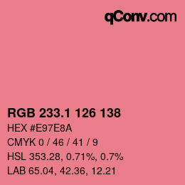 カラーコード: RGB 233.1 126 138 | qconv.com