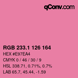 カラーコード: RGB 233.1 126 164 | qconv.com