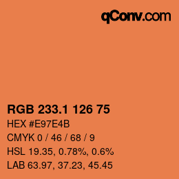 カラーコード: RGB 233.1 126 75 | qconv.com