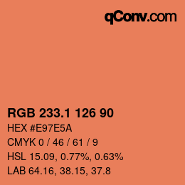 カラーコード: RGB 233.1 126 90 | qconv.com