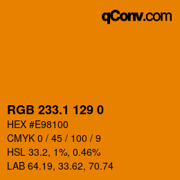 カラーコード: RGB 233.1 129 0 | qconv.com