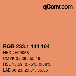 カラーコード: RGB 233.1 144 104 | qconv.com