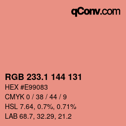 カラーコード: RGB 233.1 144 131 | qconv.com