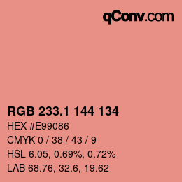 カラーコード: RGB 233.1 144 134 | qconv.com