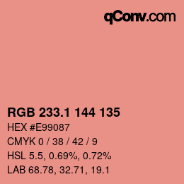 カラーコード: RGB 233.1 144 135 | qconv.com