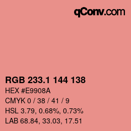 カラーコード: RGB 233.1 144 138 | qconv.com