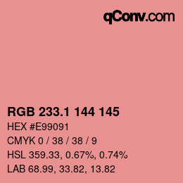 カラーコード: RGB 233.1 144 145 | qconv.com