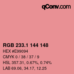カラーコード: RGB 233.1 144 148 | qconv.com