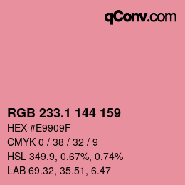 カラーコード: RGB 233.1 144 159 | qconv.com