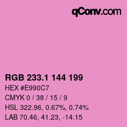 カラーコード: RGB 233.1 144 199 | qconv.com