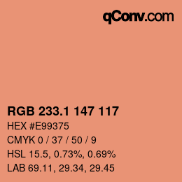 カラーコード: RGB 233.1 147 117 | qconv.com