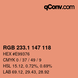 カラーコード: RGB 233.1 147 118 | qconv.com
