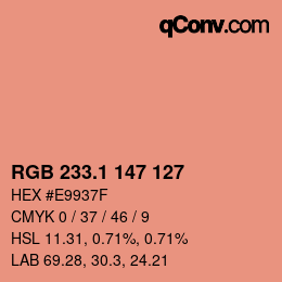 カラーコード: RGB 233.1 147 127 | qconv.com