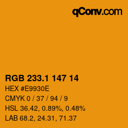 カラーコード: RGB 233.1 147 14 | qconv.com