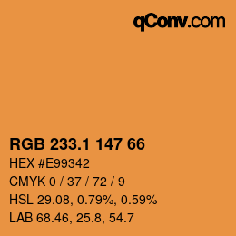 カラーコード: RGB 233.1 147 66 | qconv.com