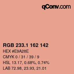 カラーコード: RGB 233.1 162 142 | qconv.com