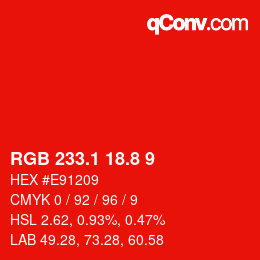 カラーコード: RGB 233.1 18.8 9 | qconv.com