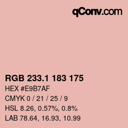 カラーコード: RGB 233.1 183 175 | qconv.com