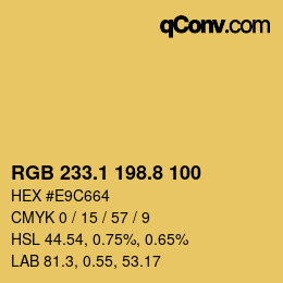 カラーコード: RGB 233.1 198.8 100 | qconv.com