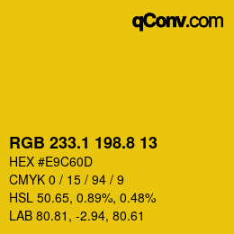 カラーコード: RGB 233.1 198.8 13 | qconv.com