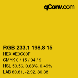 カラーコード: RGB 233.1 198.8 15 | qconv.com
