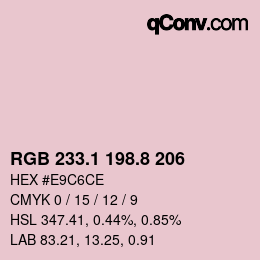 Color code: RGB 233.1 198.8 206 | qconv.com