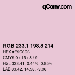 Color code: RGB 233.1 198.8 214 | qconv.com