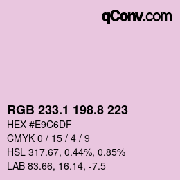 Color code: RGB 233.1 198.8 223 | qconv.com