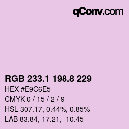Código de color: RGB 233.1 198.8 229 | qconv.com