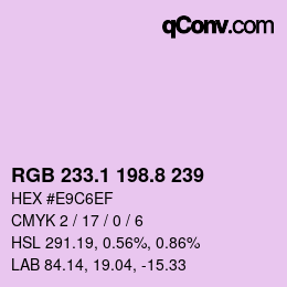 カラーコード: RGB 233.1 198.8 239 | qconv.com