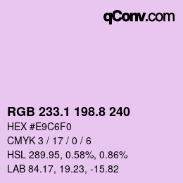 Color code: RGB 233.1 198.8 240 | qconv.com