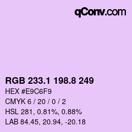 カラーコード: RGB 233.1 198.8 249 | qconv.com