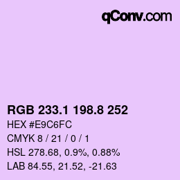 カラーコード: RGB 233.1 198.8 252 | qconv.com