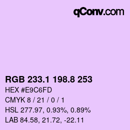 カラーコード: RGB 233.1 198.8 253 | qconv.com