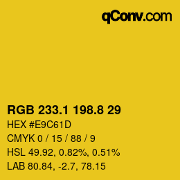 カラーコード: RGB 233.1 198.8 29 | qconv.com
