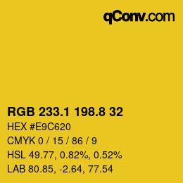 カラーコード: RGB 233.1 198.8 32 | qconv.com