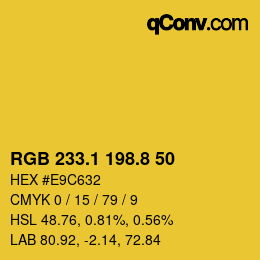 カラーコード: RGB 233.1 198.8 50 | qconv.com