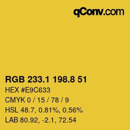 カラーコード: RGB 233.1 198.8 51 | qconv.com