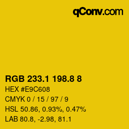 カラーコード: RGB 233.1 198.8 8 | qconv.com