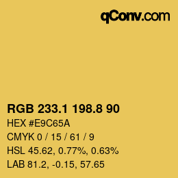 カラーコード: RGB 233.1 198.8 90 | qconv.com