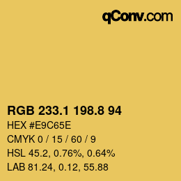 カラーコード: RGB 233.1 198.8 94 | qconv.com